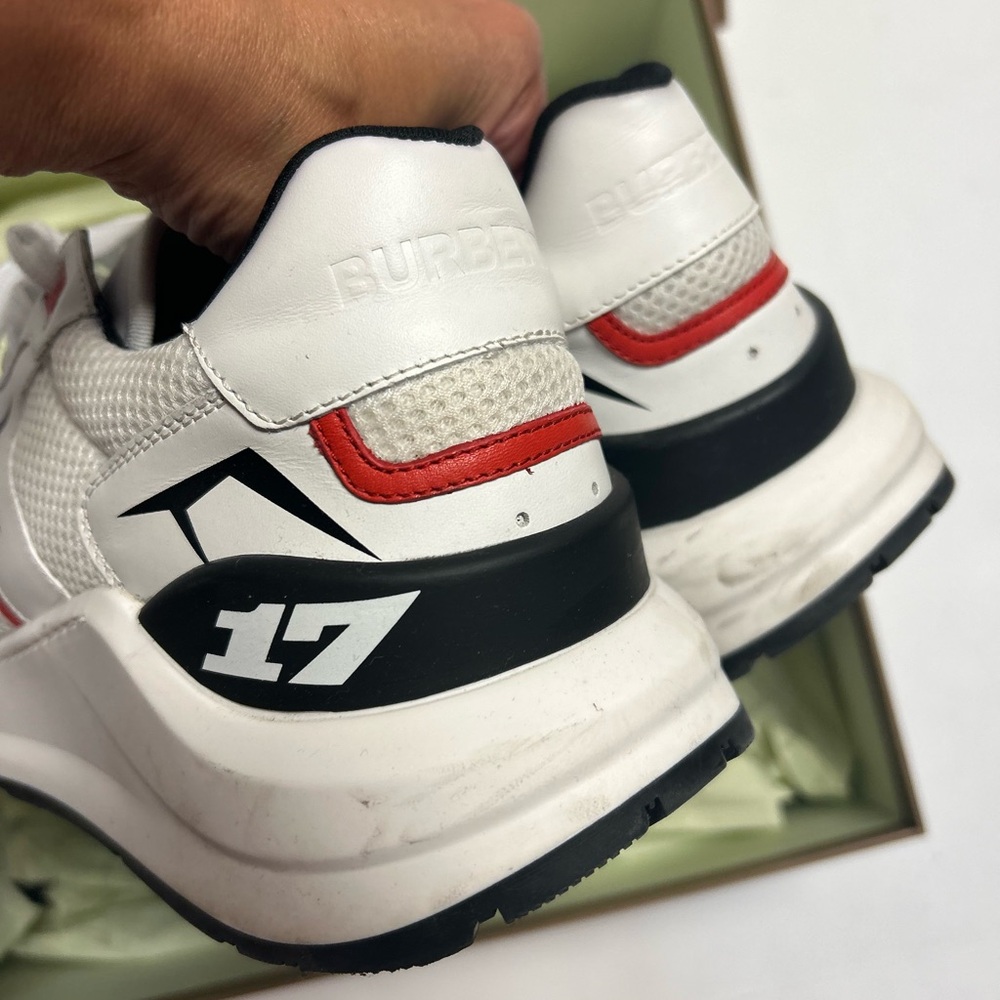 Burberry Ramsey Racing Low Top Sneakers Size 11 New White Multicolor - Picture 3 of 7